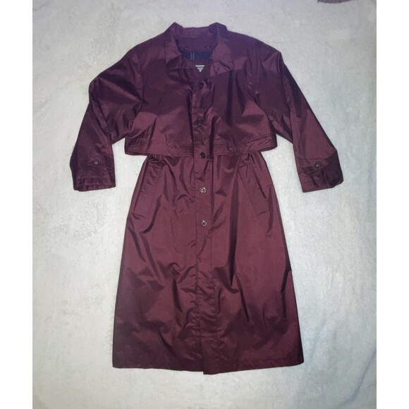 Trench Coat Womens Fleet Street Removable Plaid Flannel Liner 8P Red Burgundy - Picture 10 of 14